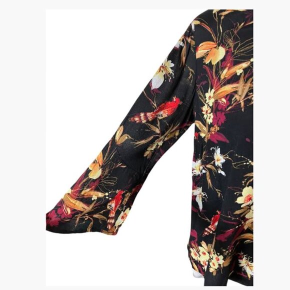 J Jill Multicolor Floral and Bird Motif Casual to Dressy Blouse  Size XS  EUC - Picture 6 of 11